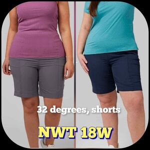 SIZE 18W 32 DEGREES SHORTS ladies women's bermuda gray navy blue pockets (B16)